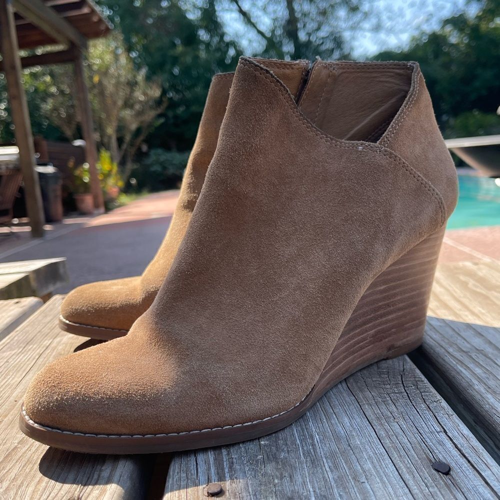 Lucky brand suede wedge booties